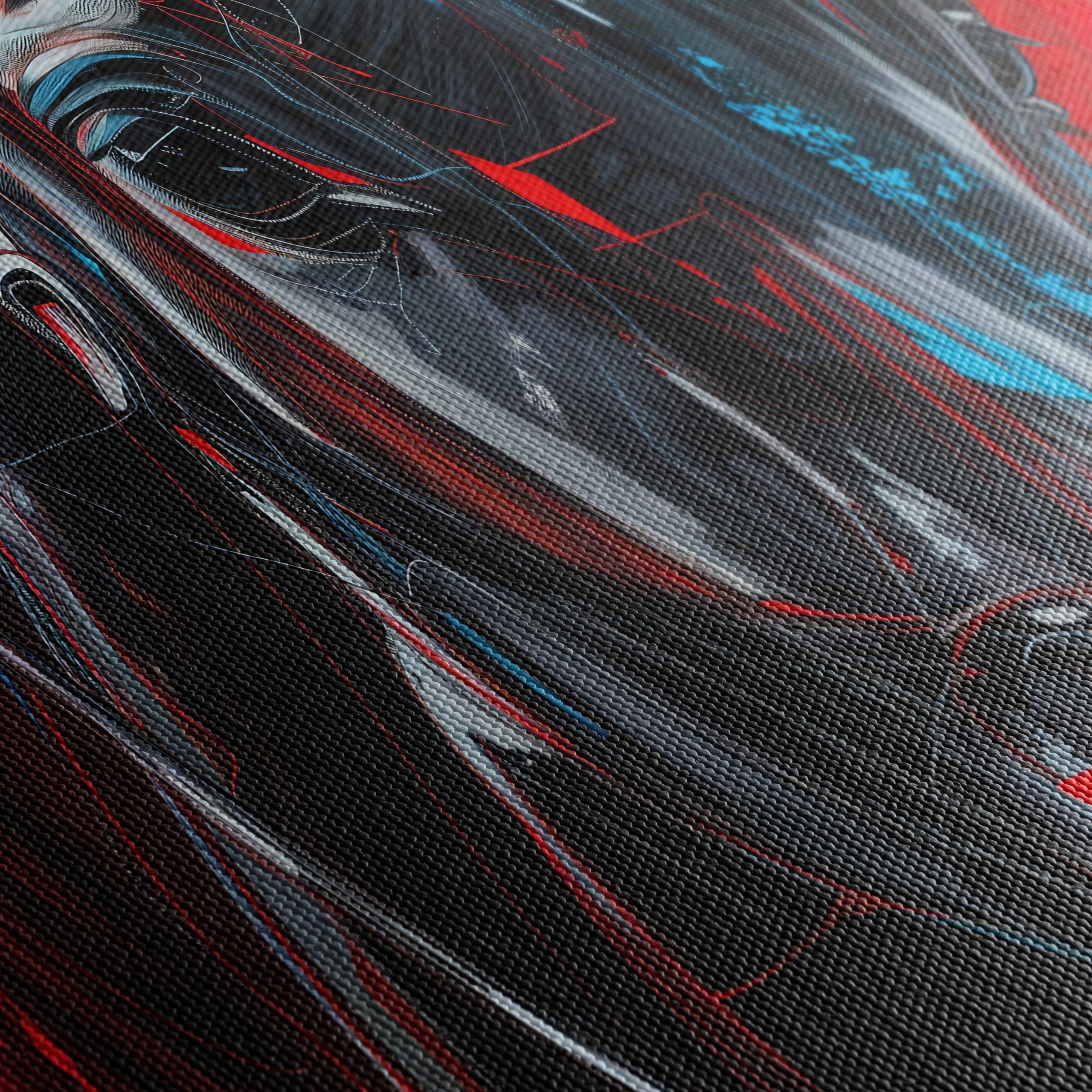 Striking Abstract Horse Portrait on Red Background - Image 5