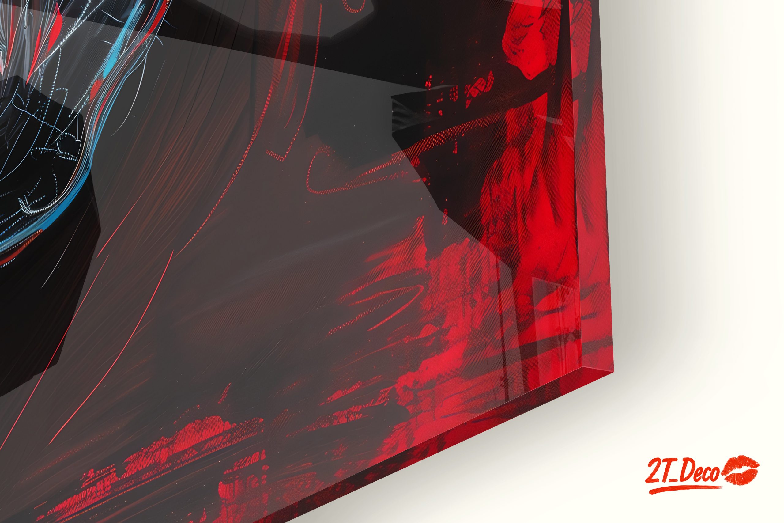 Striking Abstract Horse Portrait on Red Background - Image 9