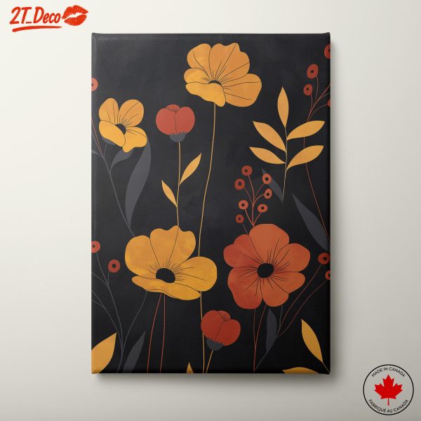 Stylized Floral Design on Dark Background