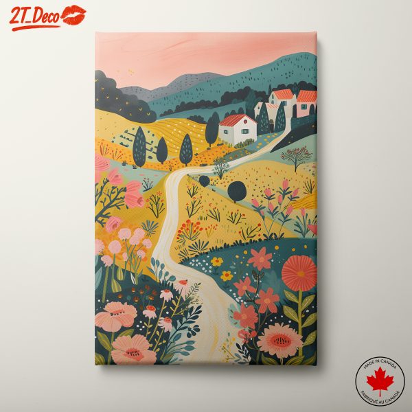 Charming Whimsical Floral Landscape Art