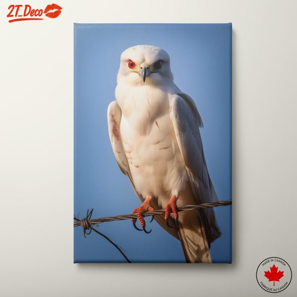 White Bird with Red Eyes on a Wire