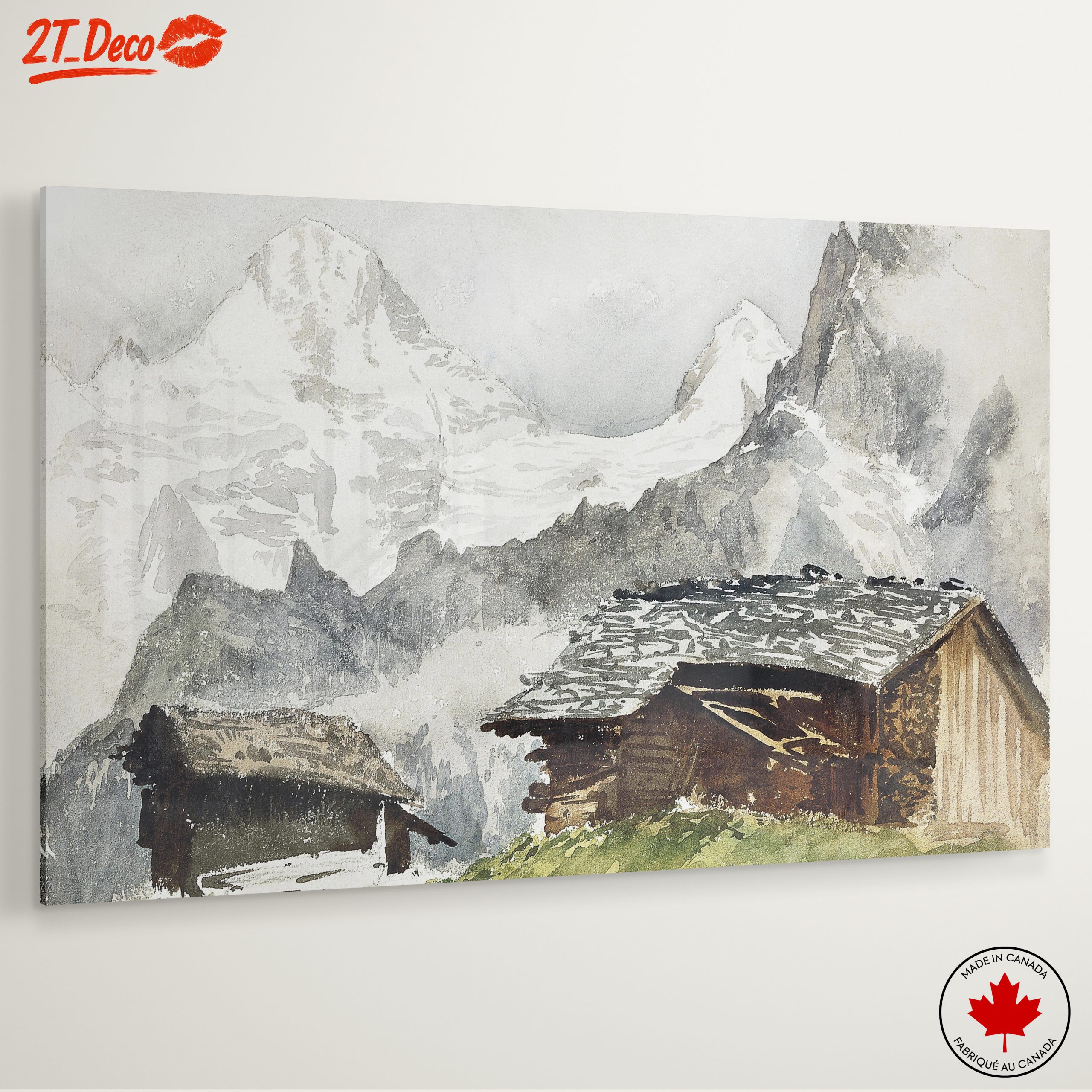 Mountain Landscape with Rustic Cabins - Image 6