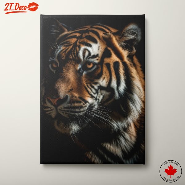 Majestic Tiger Portrait in Dark Background