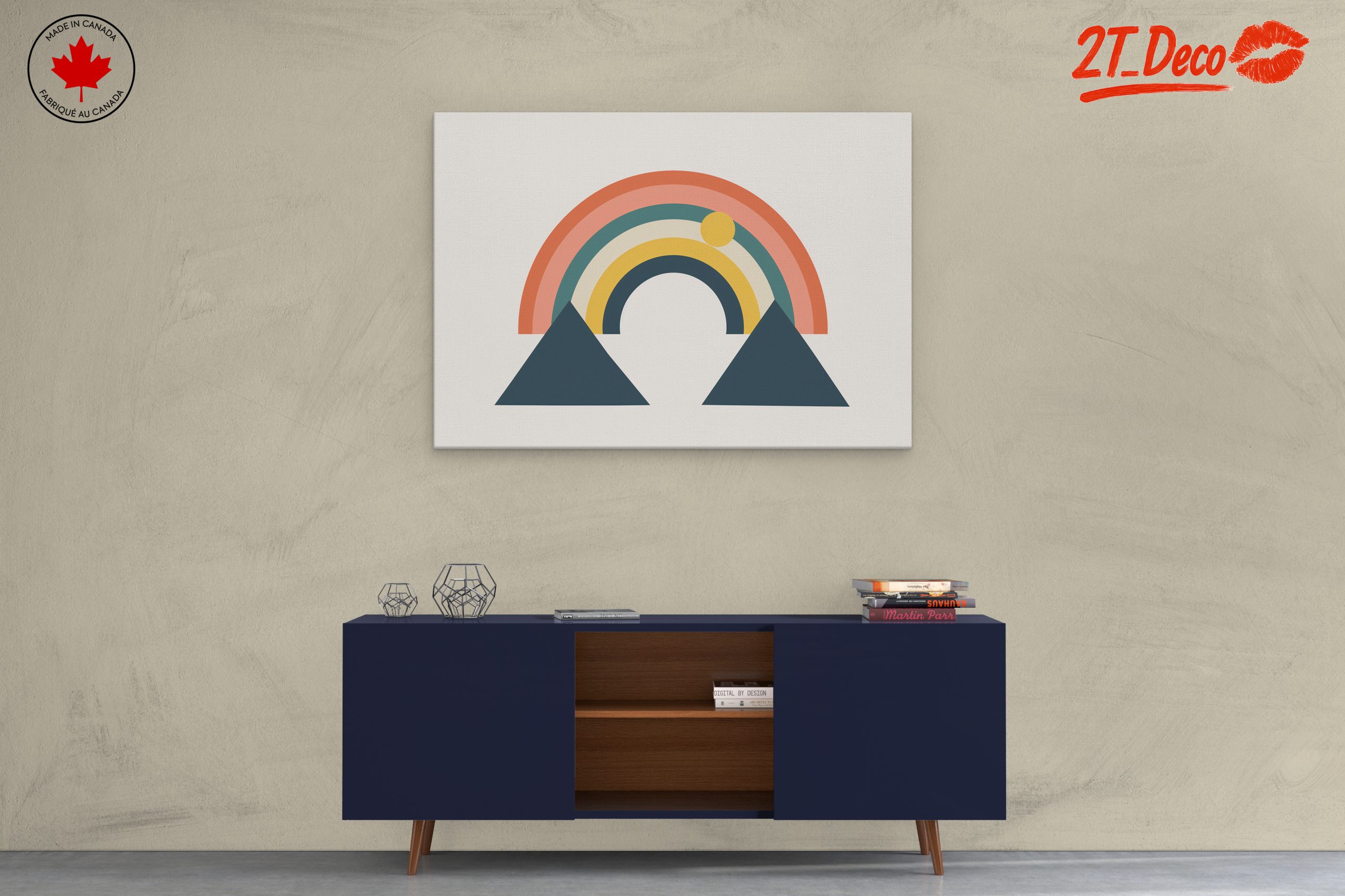 Colorful Geometric Rainbow with Mountains - Image 3