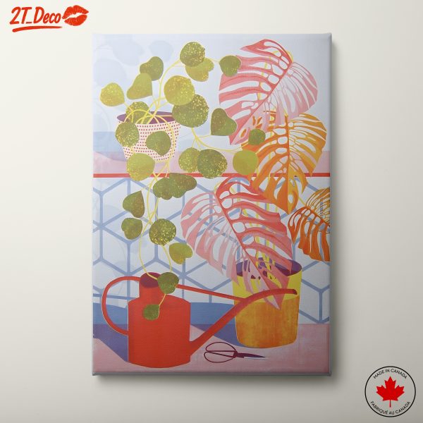 Stylized Botanical Art with Vibrant Colors