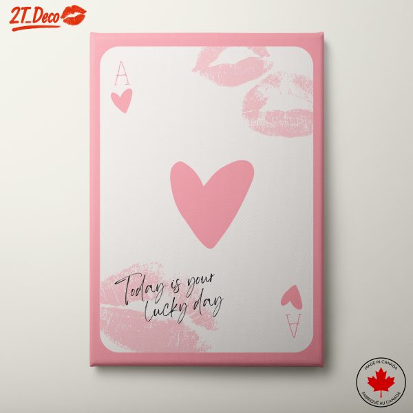 Pink Playing Card Art with Heart Design