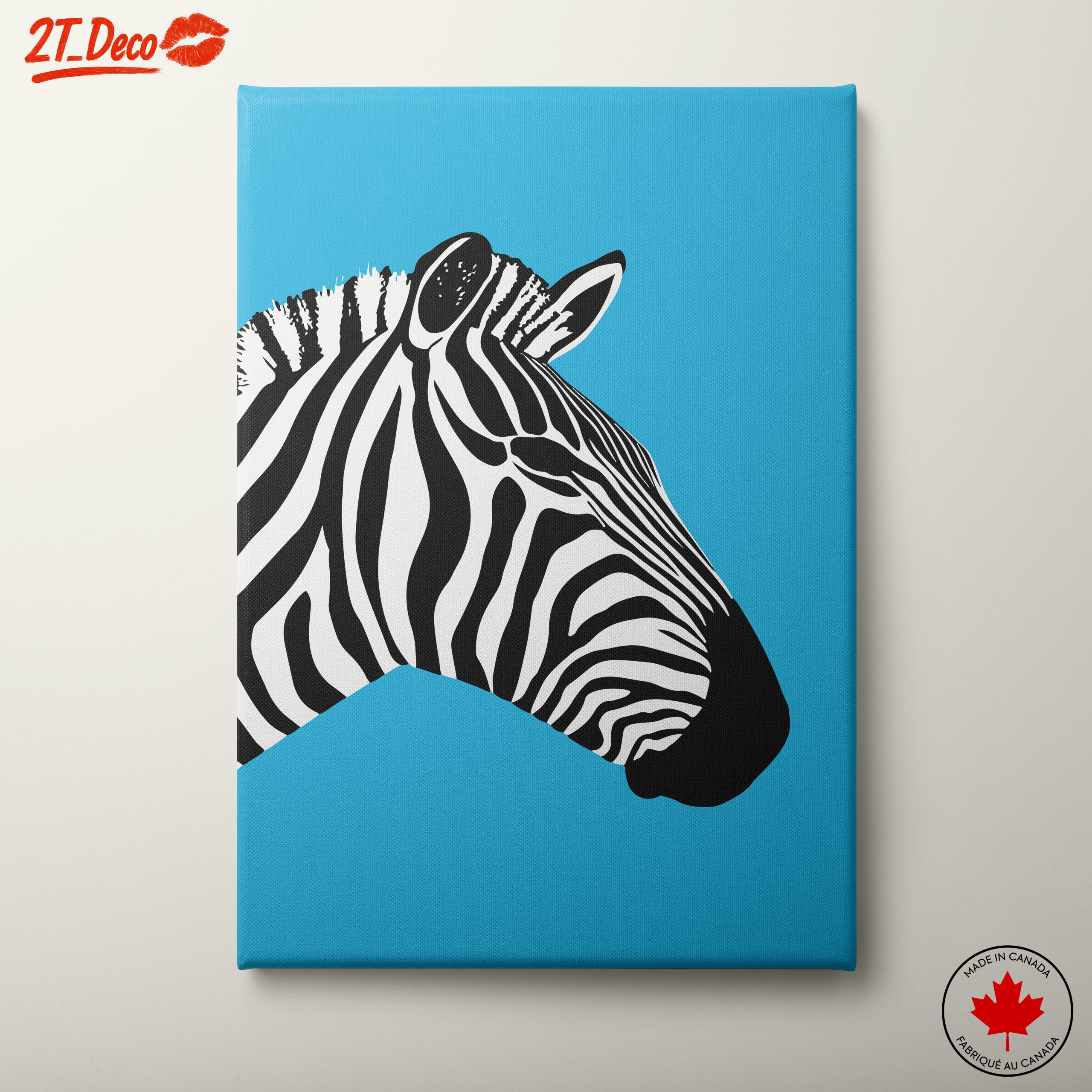 Stylized Zebra on Bright Blue Background