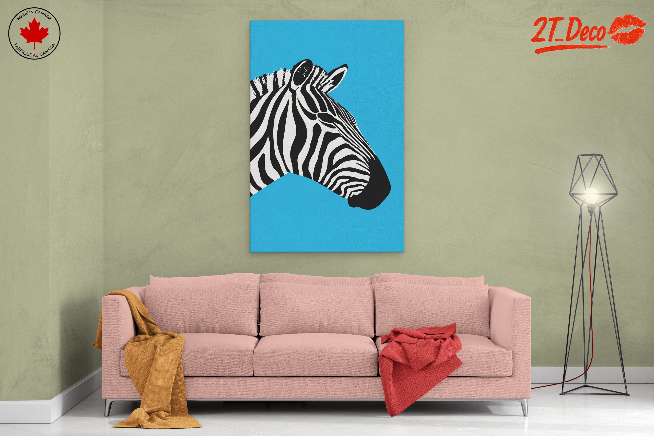 Stylized Zebra on Bright Blue Background - Image 2