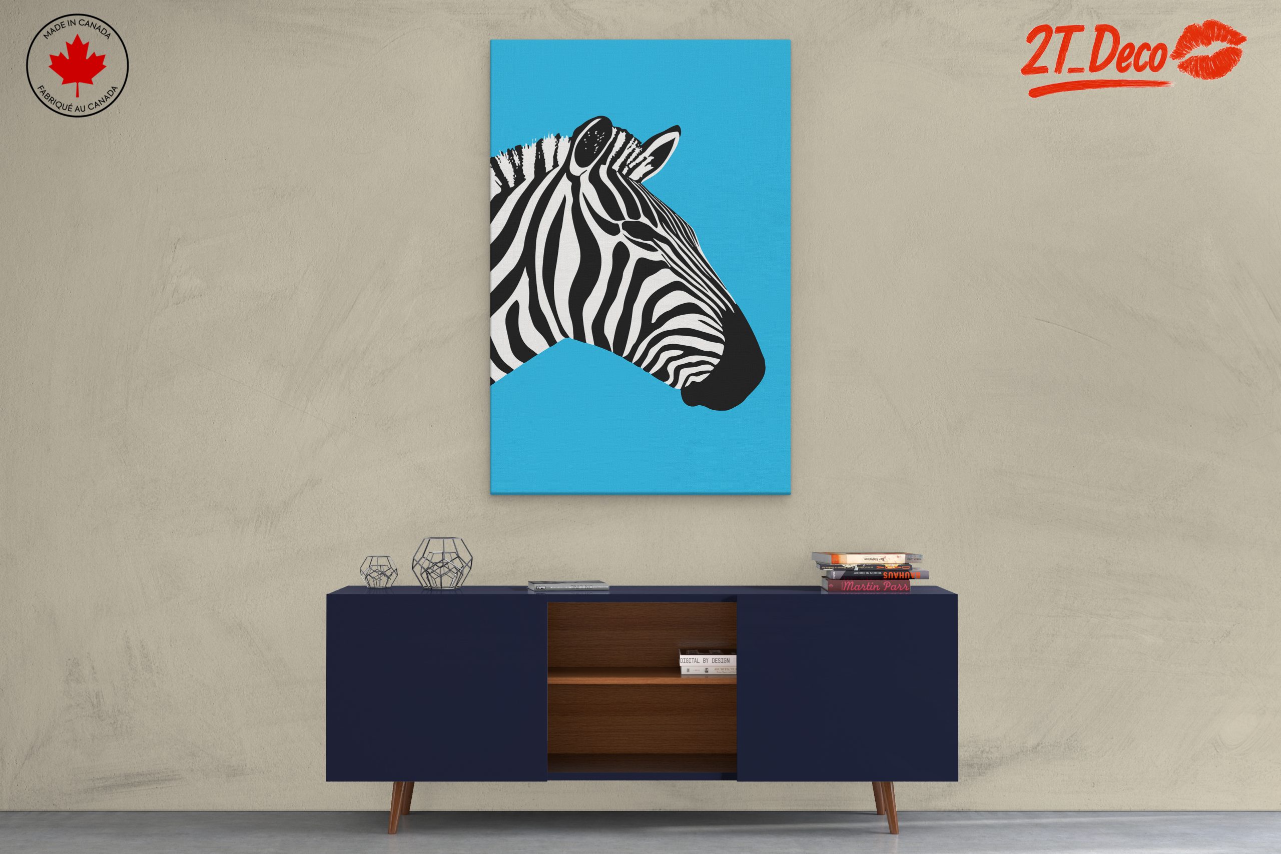Stylized Zebra on Bright Blue Background - Image 3