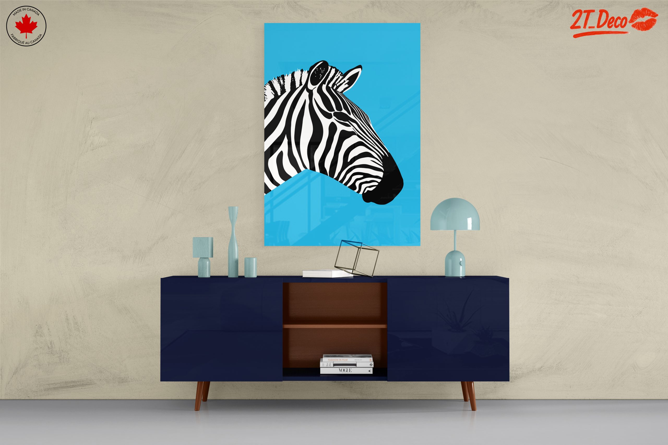Stylized Zebra on Bright Blue Background - Image 8