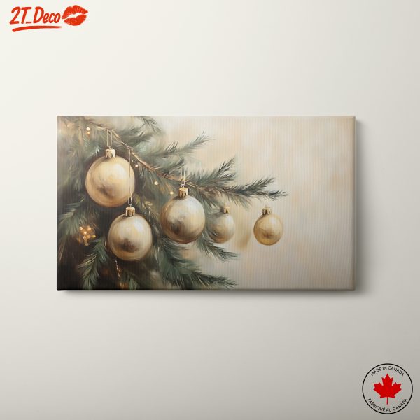Elegant Christmas Ornaments on Pine Tree