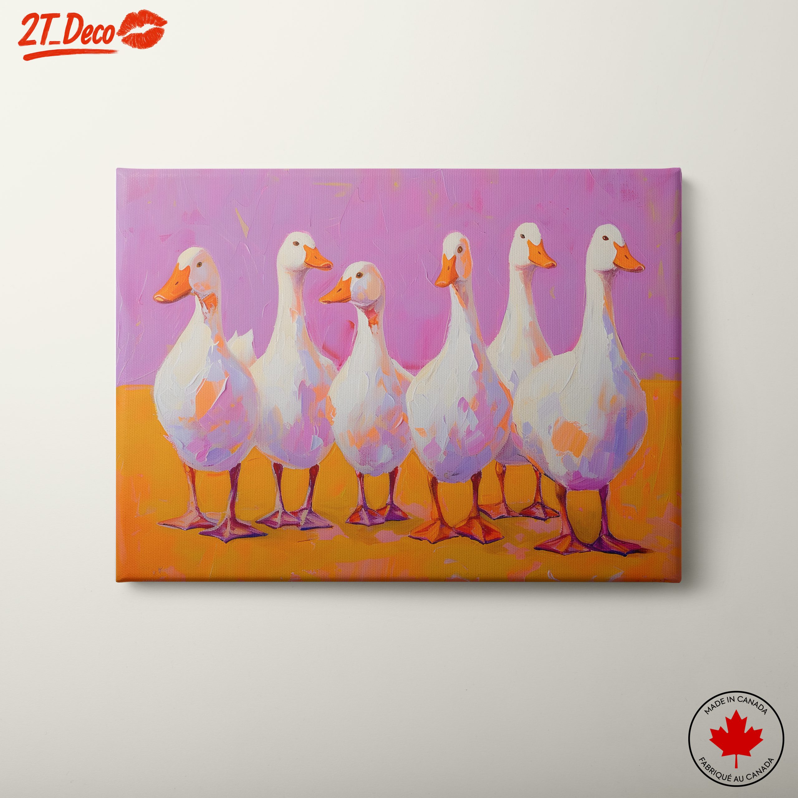Colorful Artistic Ducks on Bright Background