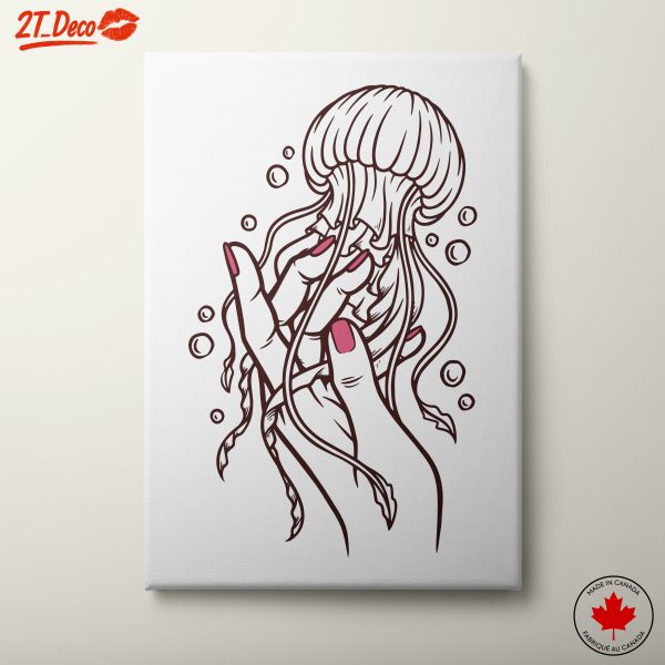 Hand-Drawn Jellyfish in Water