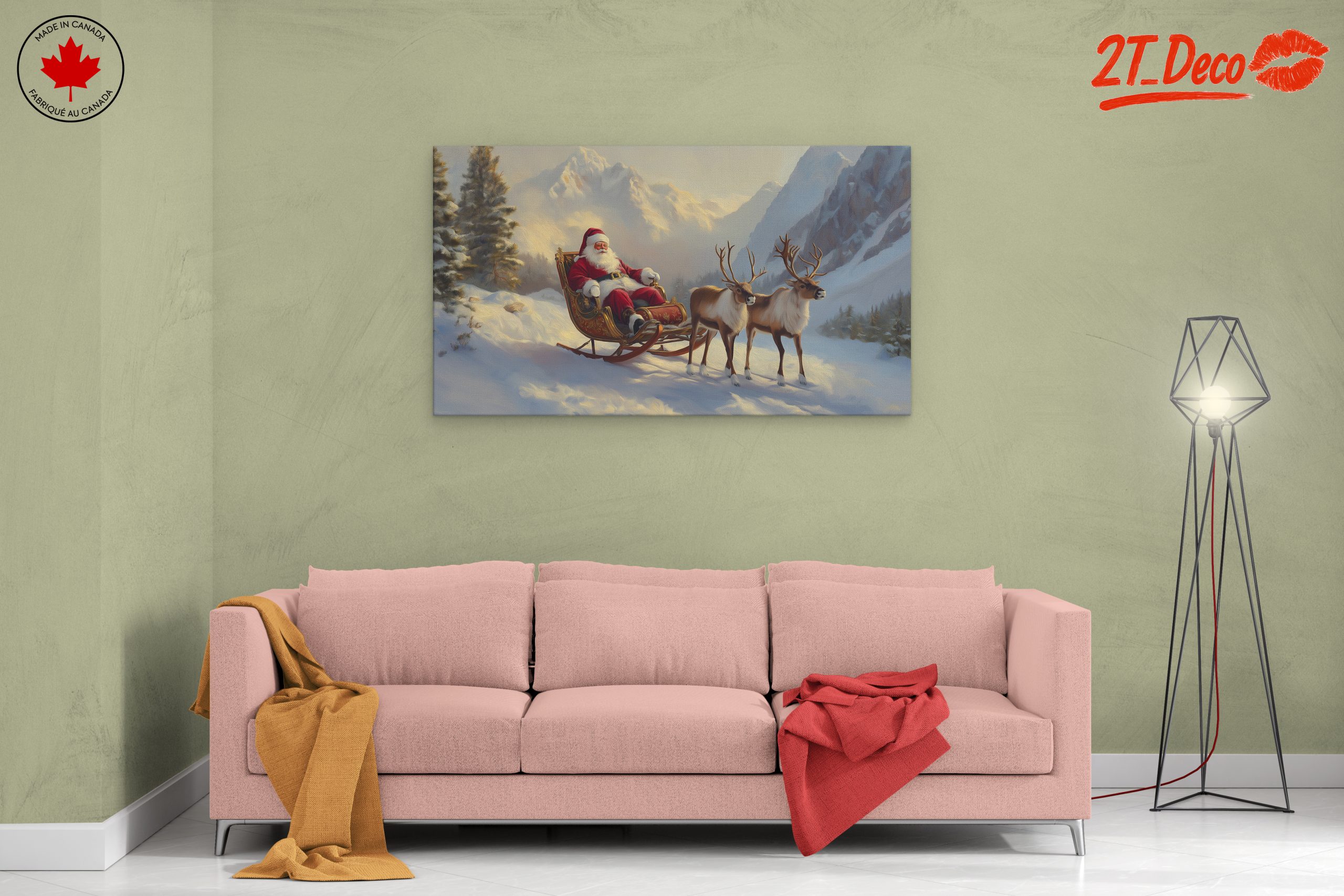 Santa Claus with Reindeer in Winter Wonderland - Image 2