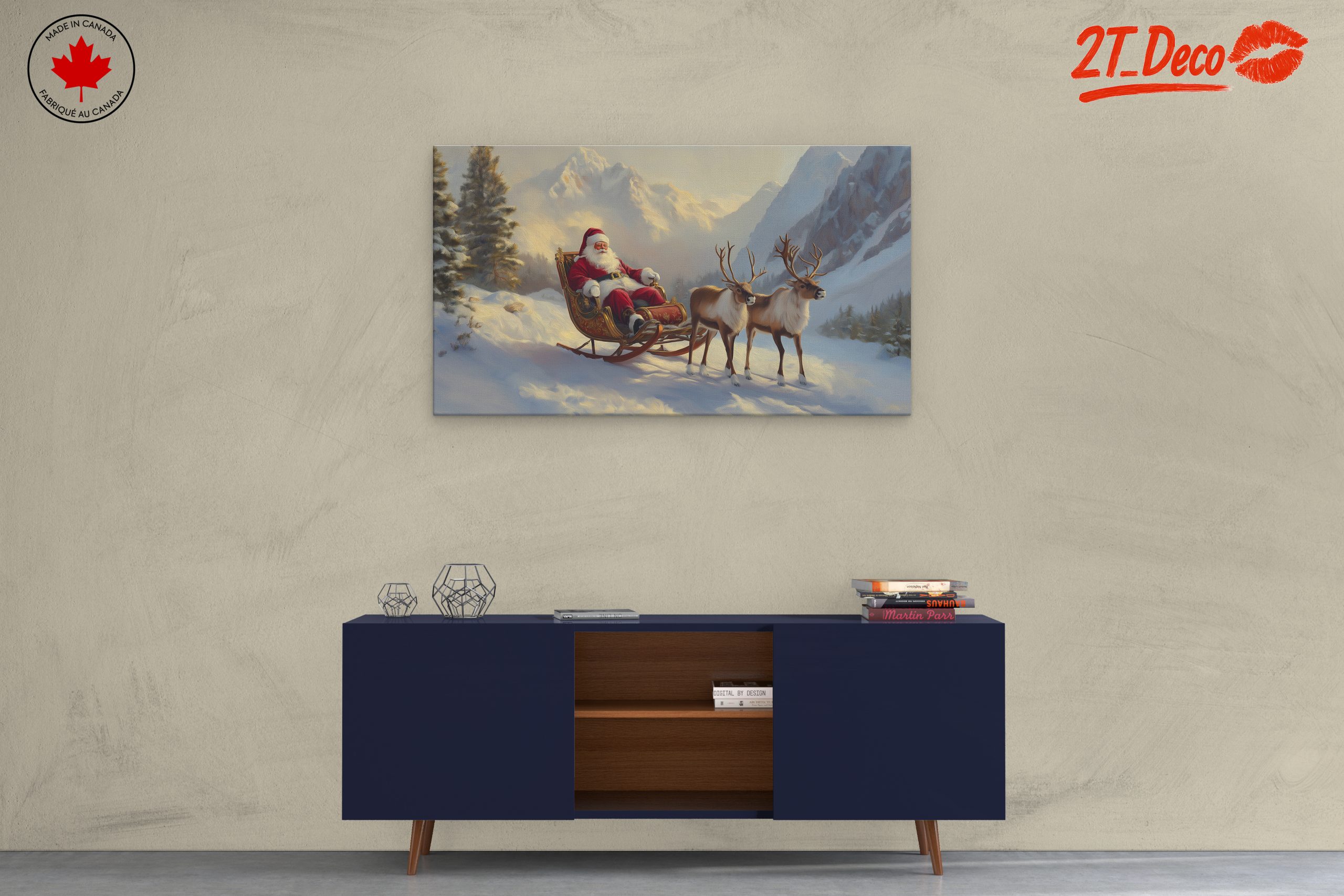 Santa Claus with Reindeer in Winter Wonderland - Image 3