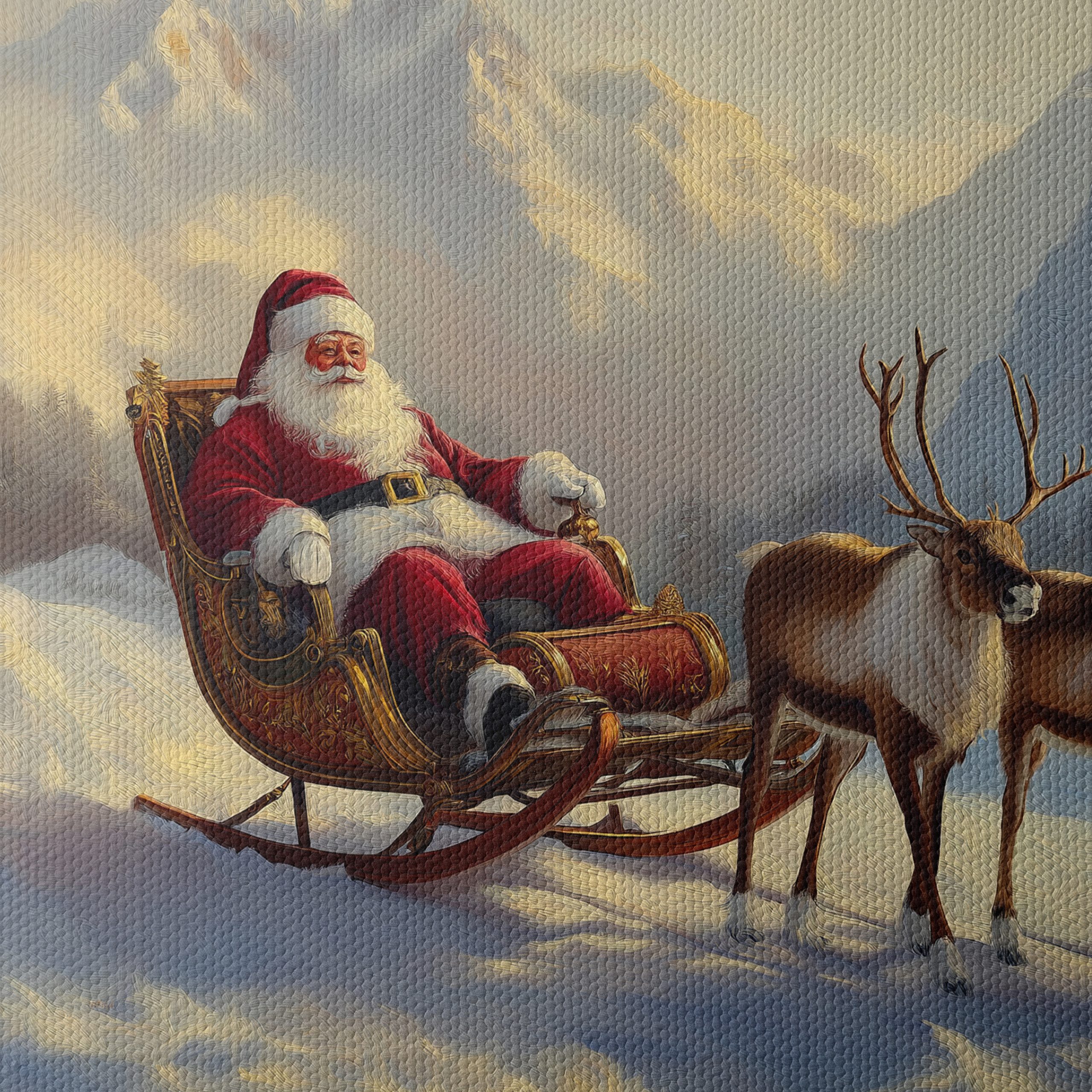 Santa Claus with Reindeer in Winter Wonderland - Image 4