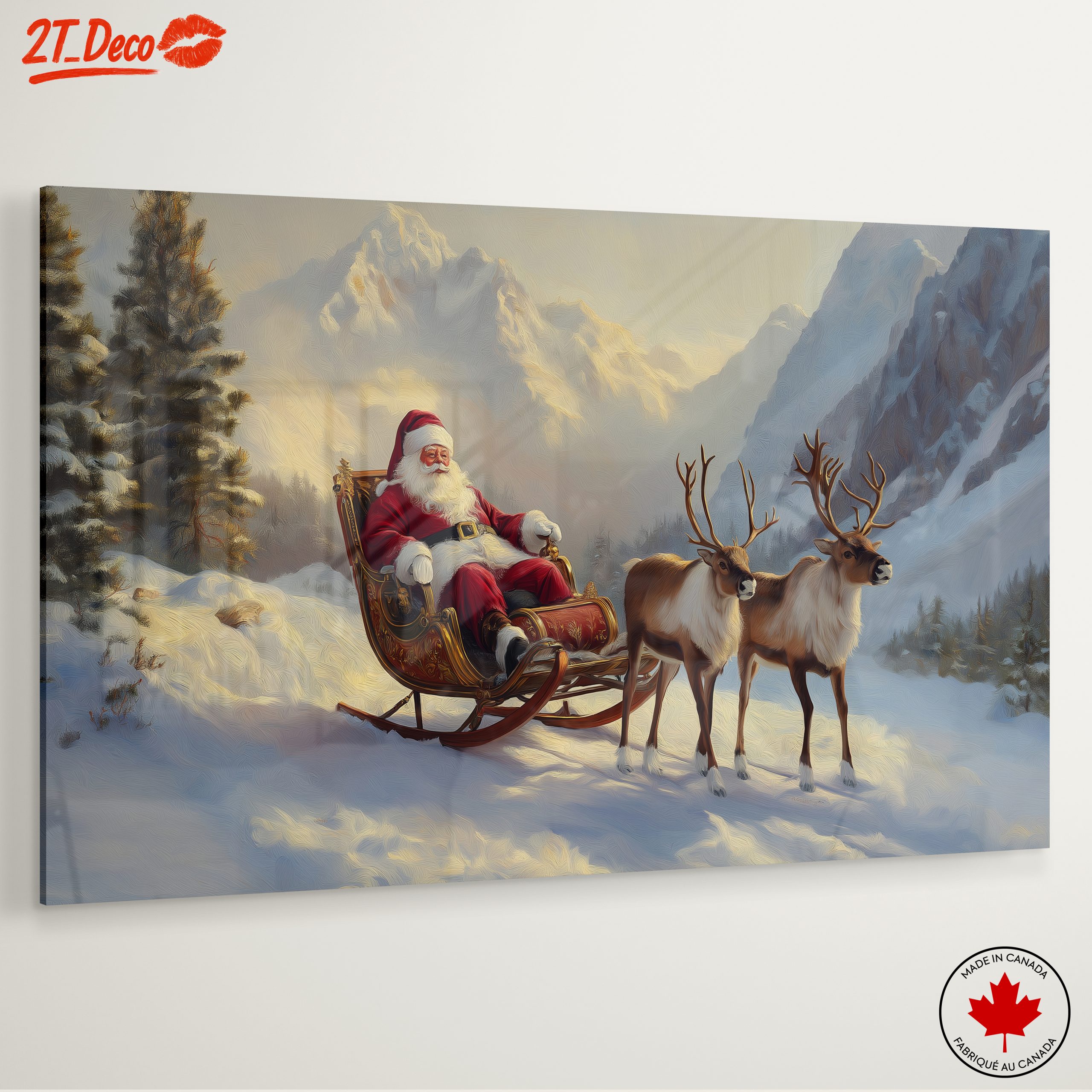 Santa Claus with Reindeer in Winter Wonderland - Image 6