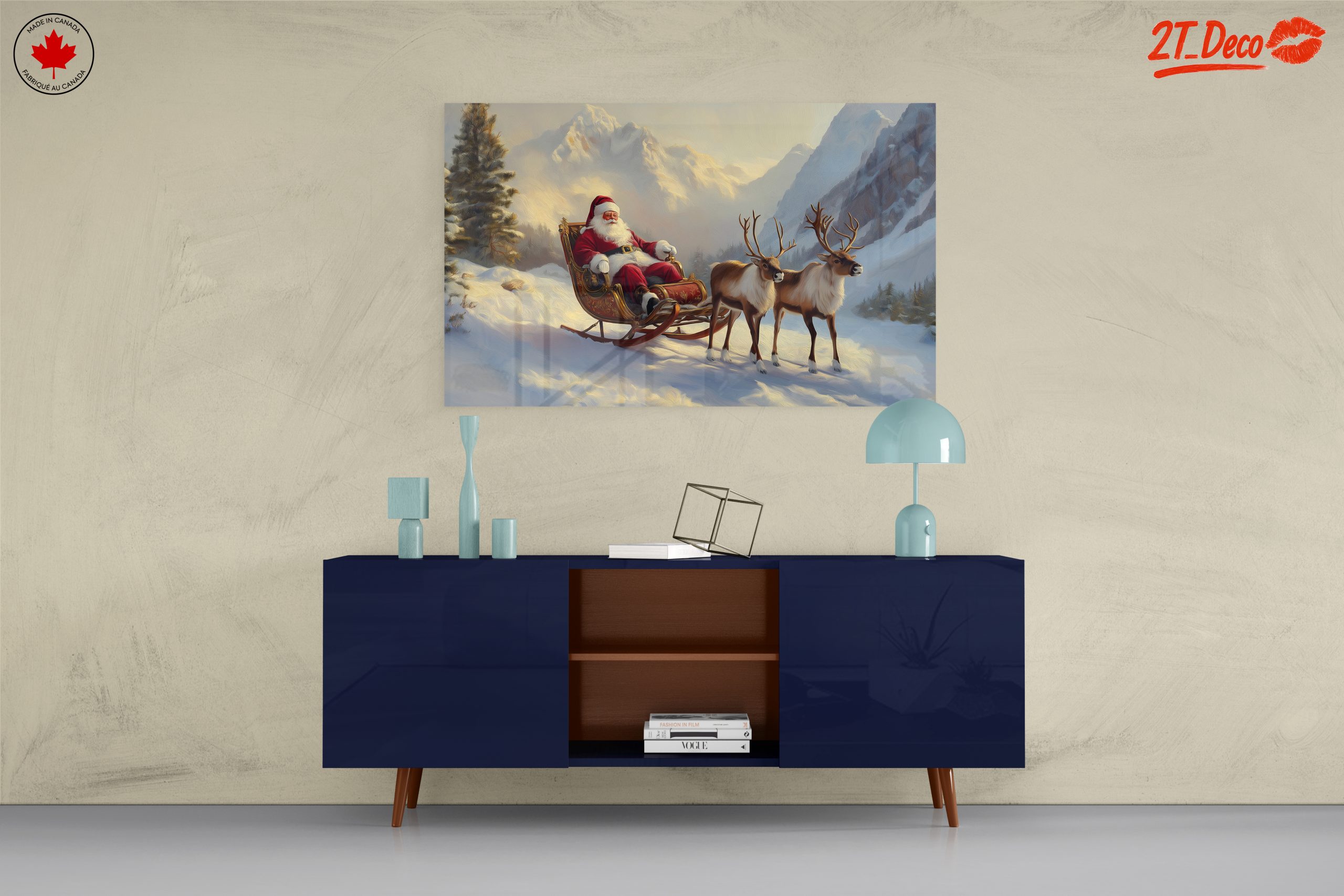 Santa Claus with Reindeer in Winter Wonderland - Image 8