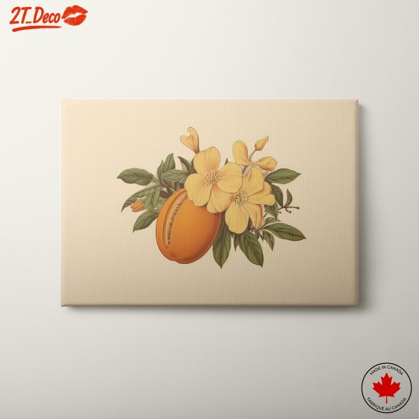 Vintage Botanical Artwork of Yellow Flowers and Fruit