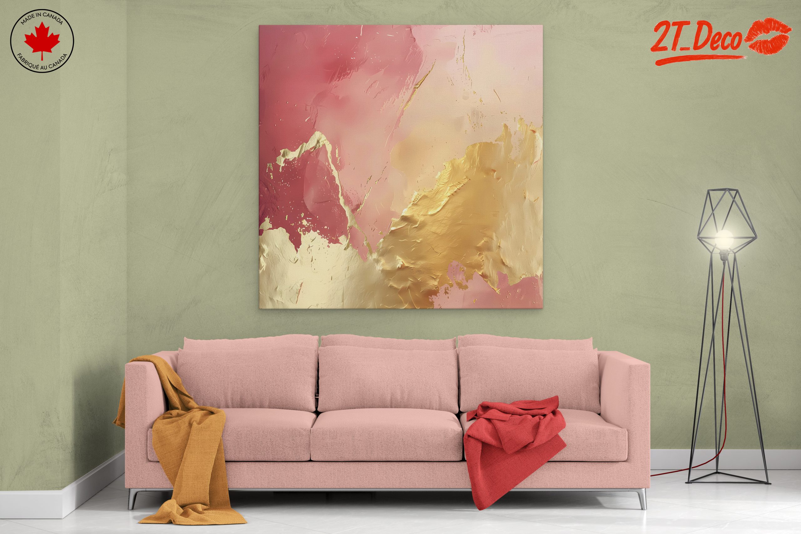 Elegant Abstract Blush and Gold Art - Image 2