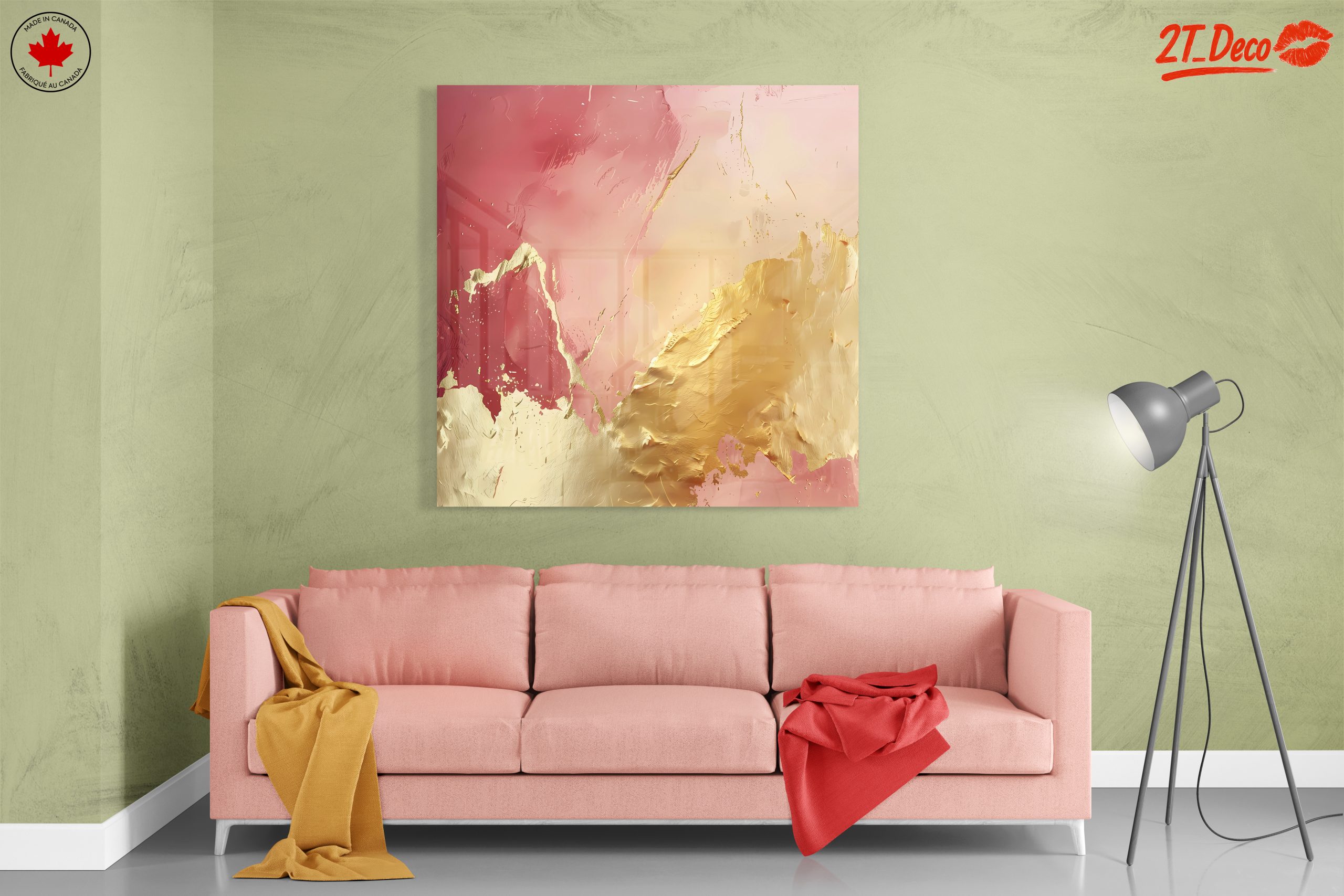 Elegant Abstract Blush and Gold Art - Image 7
