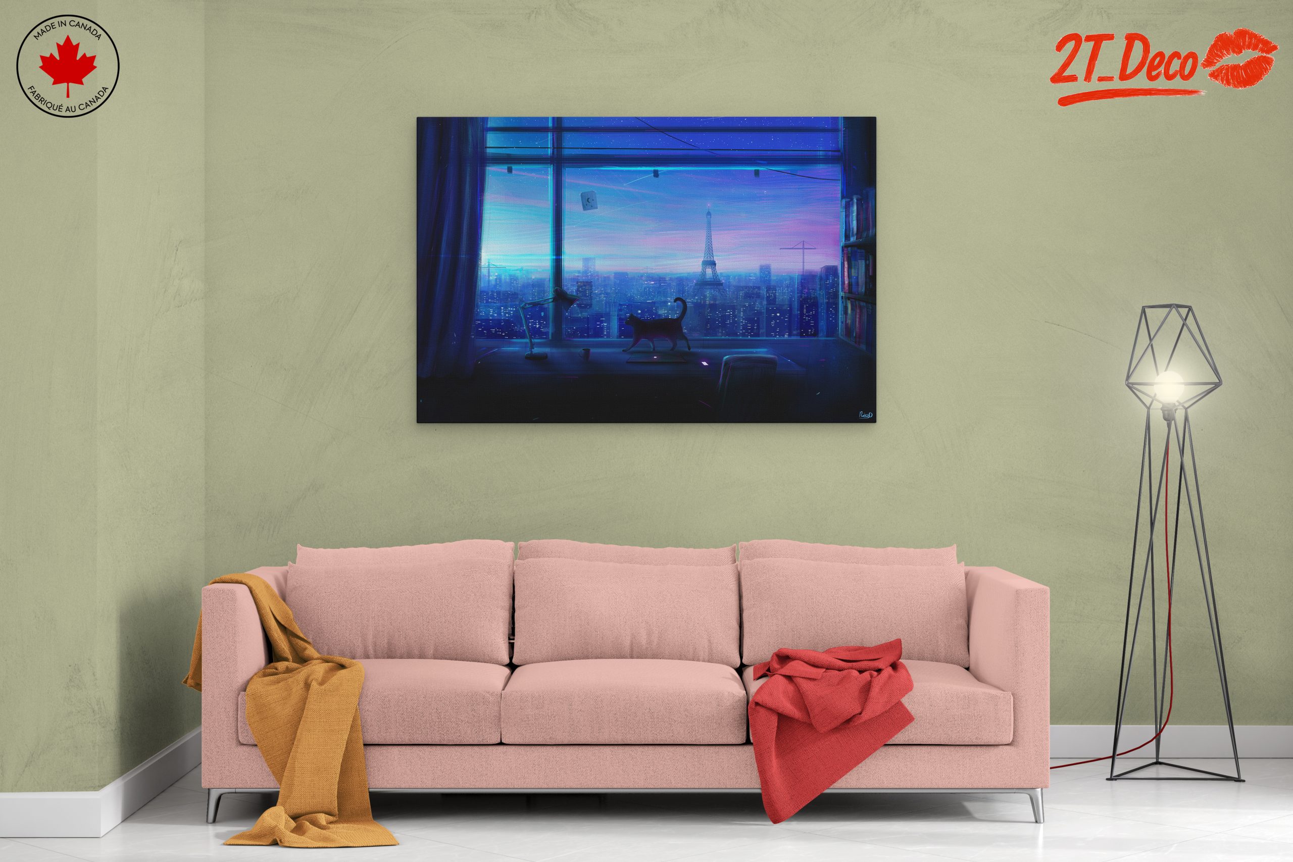 Cityscape Cat Silhouette at Night - Image 2