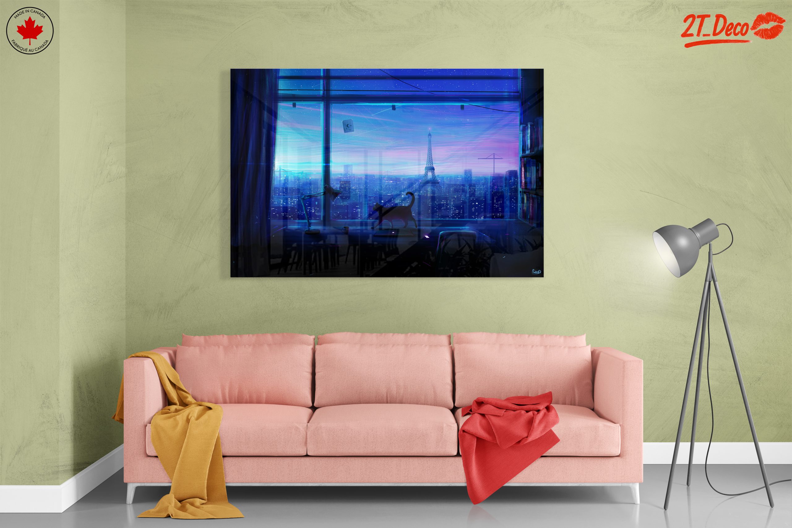 Cityscape Cat Silhouette at Night - Image 7