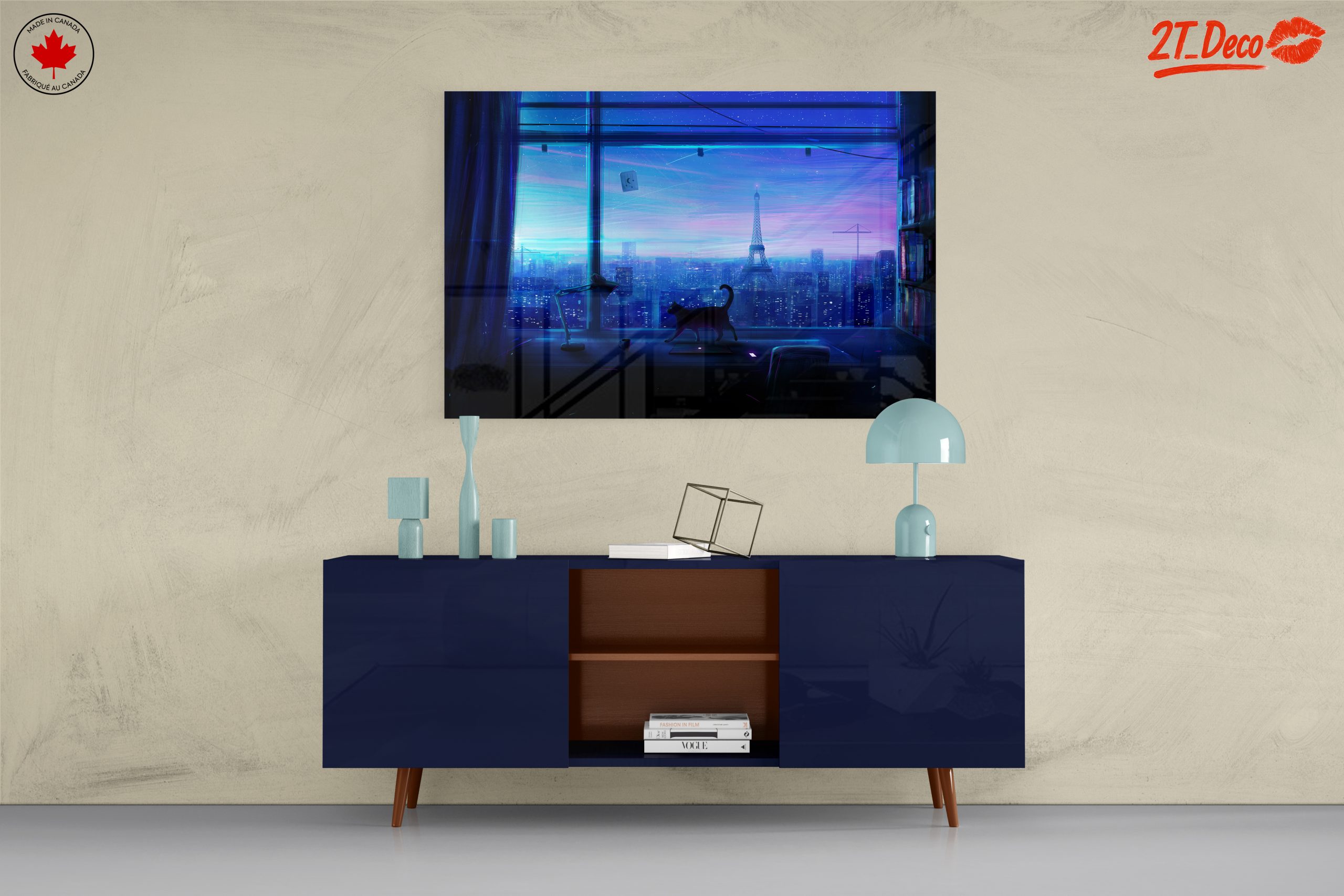 Cityscape Cat Silhouette at Night - Image 8