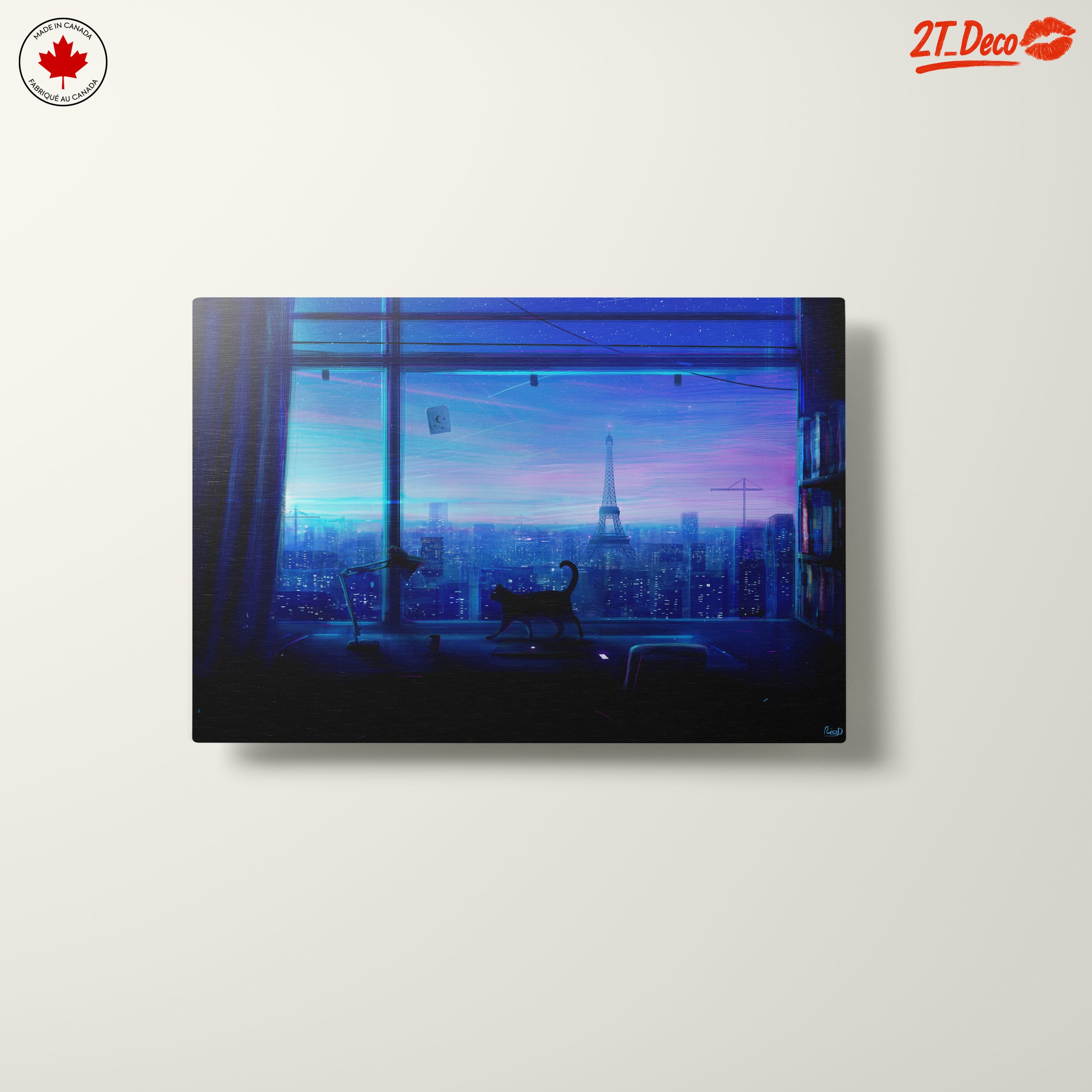 Cityscape Cat Silhouette at Night - Image 10