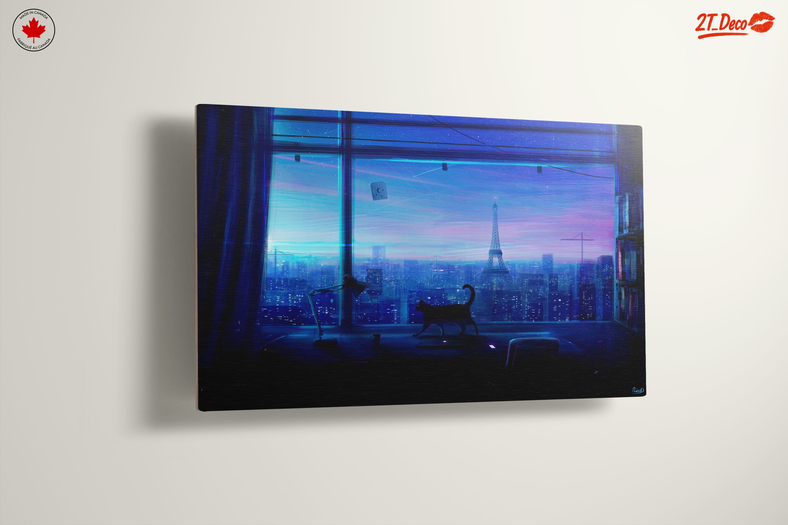Cityscape Cat Silhouette at Night - Image 13