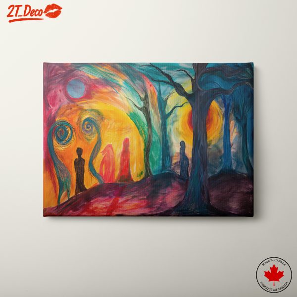 Vivid Abstract Nightscape with Silhouettes