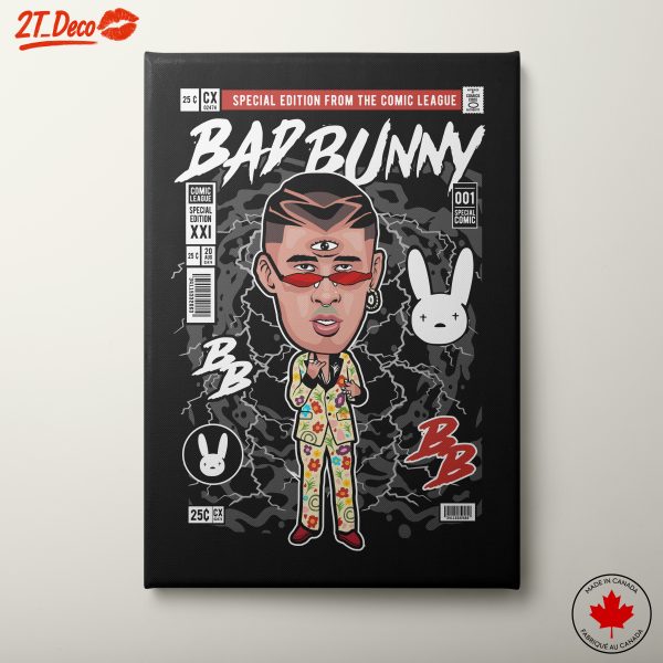 Bad Bunny Comic Style Artwork
