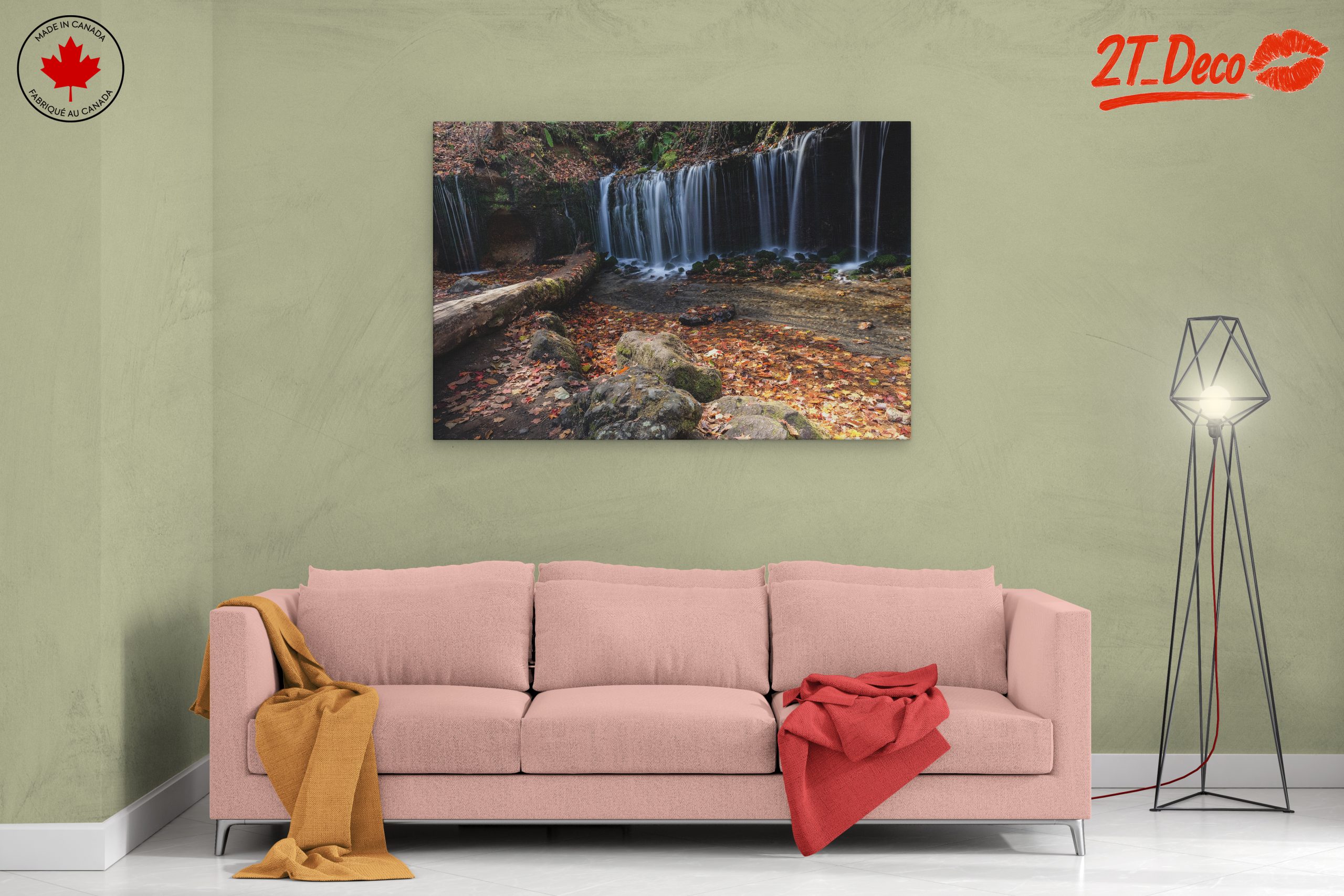 Tranquil Waterfall Amidst Autumn Foliage - Image 2
