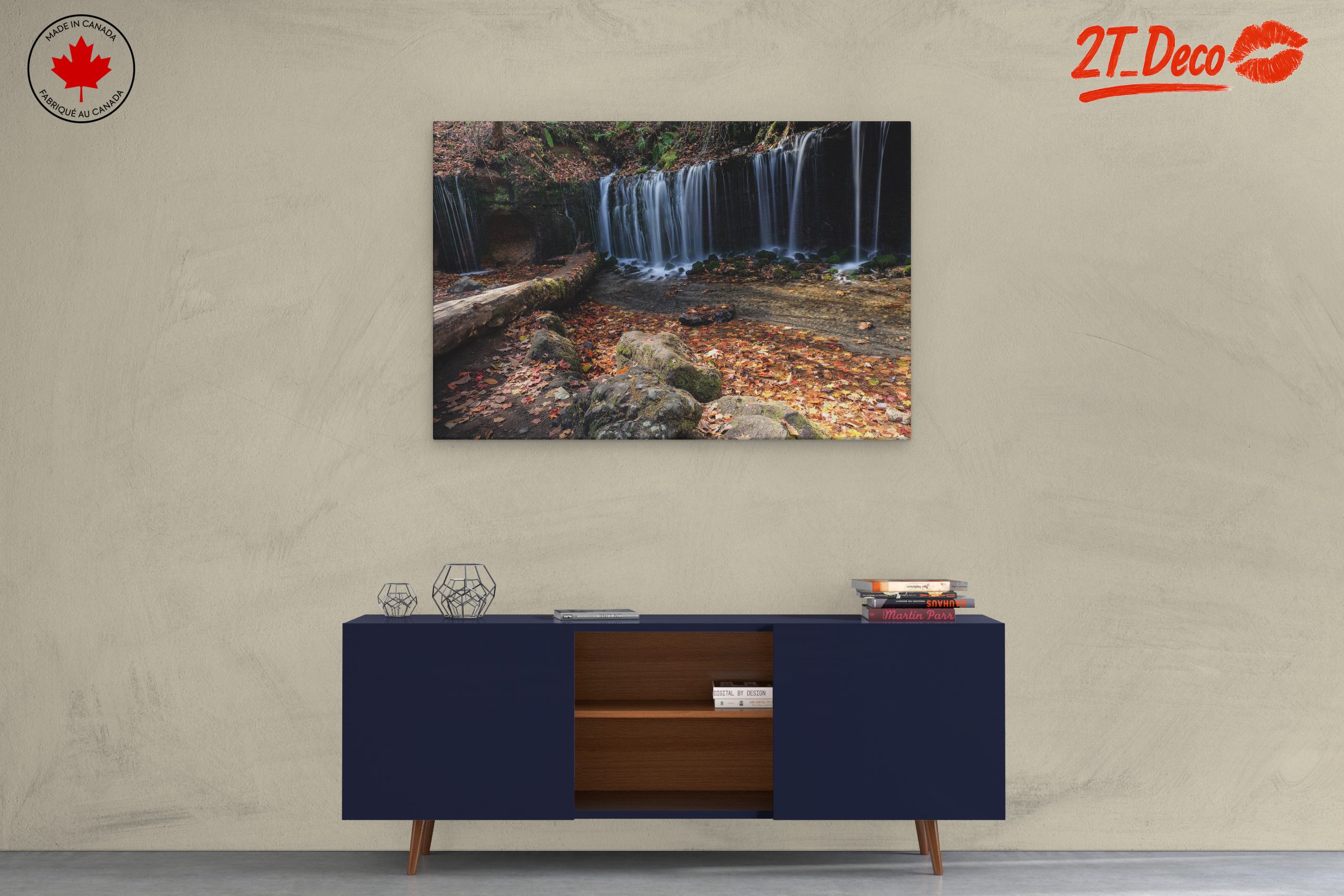 Tranquil Waterfall Amidst Autumn Foliage - Image 3