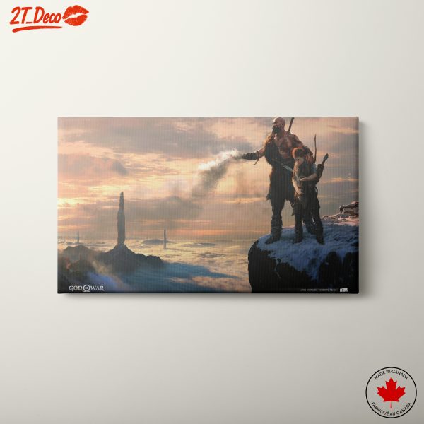 Epic God of War Artwork Featuring Kratos and Atreus