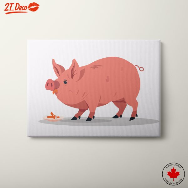 Cute Pig Illustration Eating Carrots