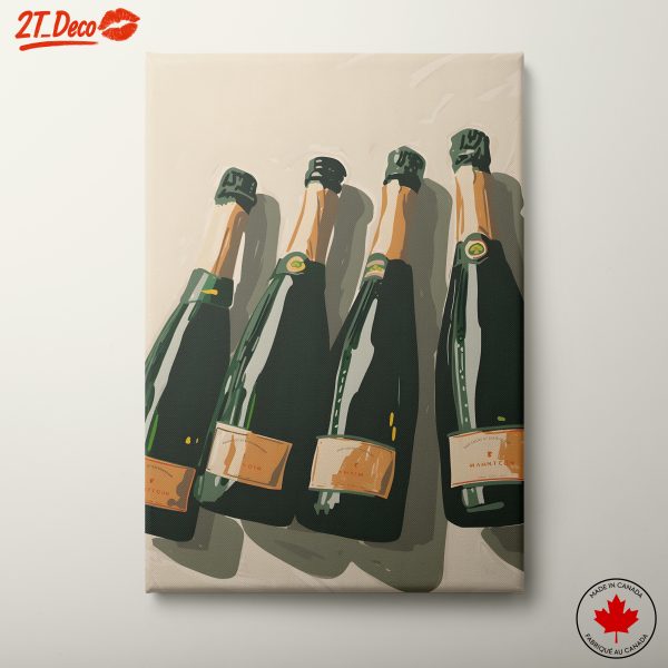 Elegant Champagne Bottles Wall Art