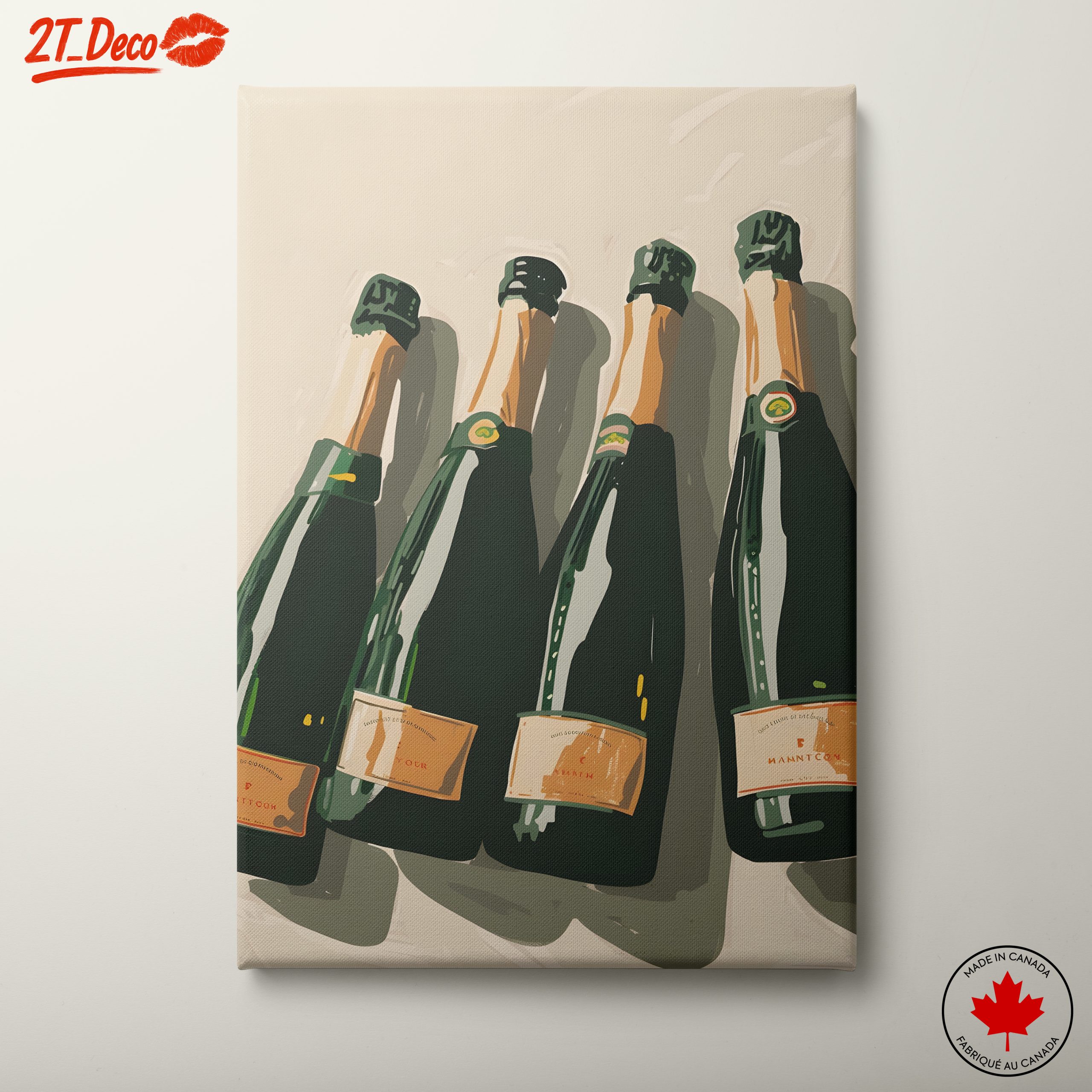 Elegant Champagne Bottles Wall Art