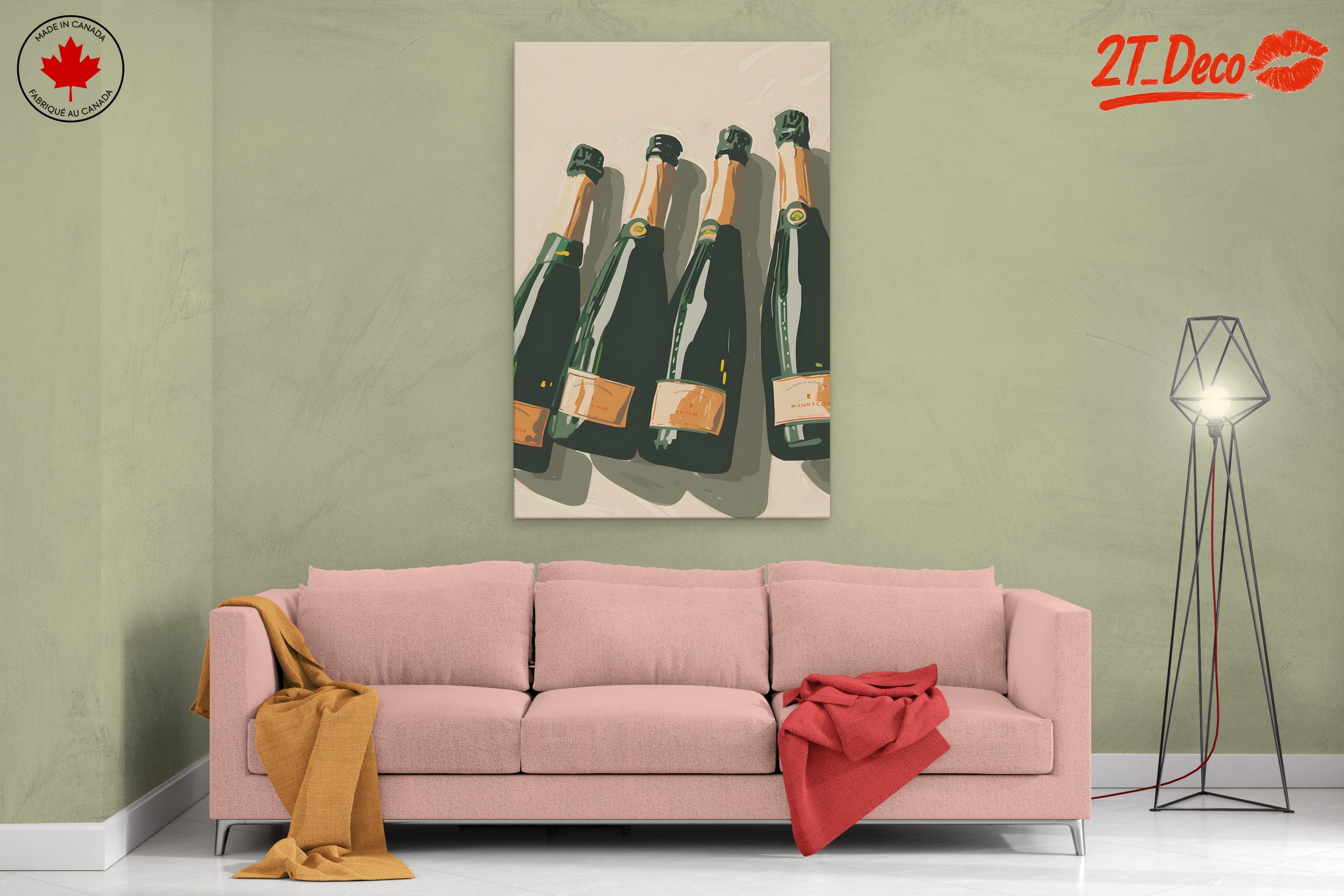 Elegant Champagne Bottles Wall Art - Image 2