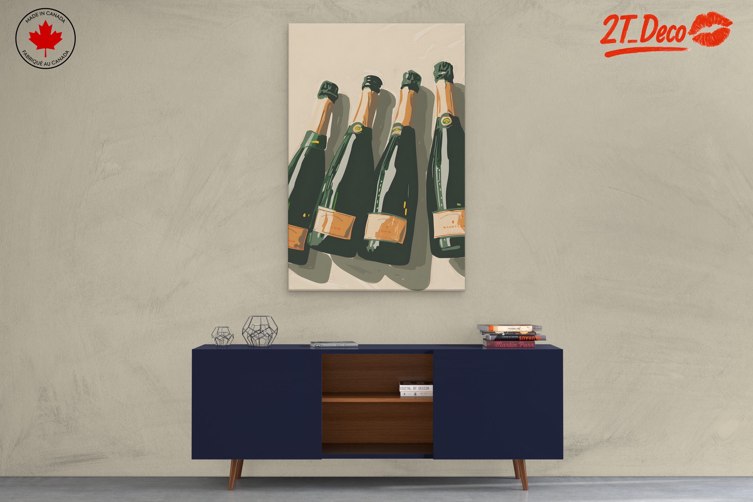 Elegant Champagne Bottles Wall Art - Image 3