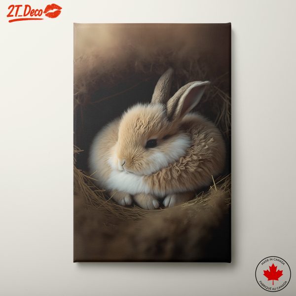 Adorable Rabbit Nesting in Hay