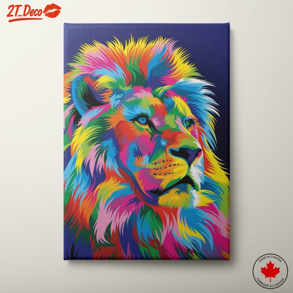 Vibrant Colorful Lion Portrait Artwork
