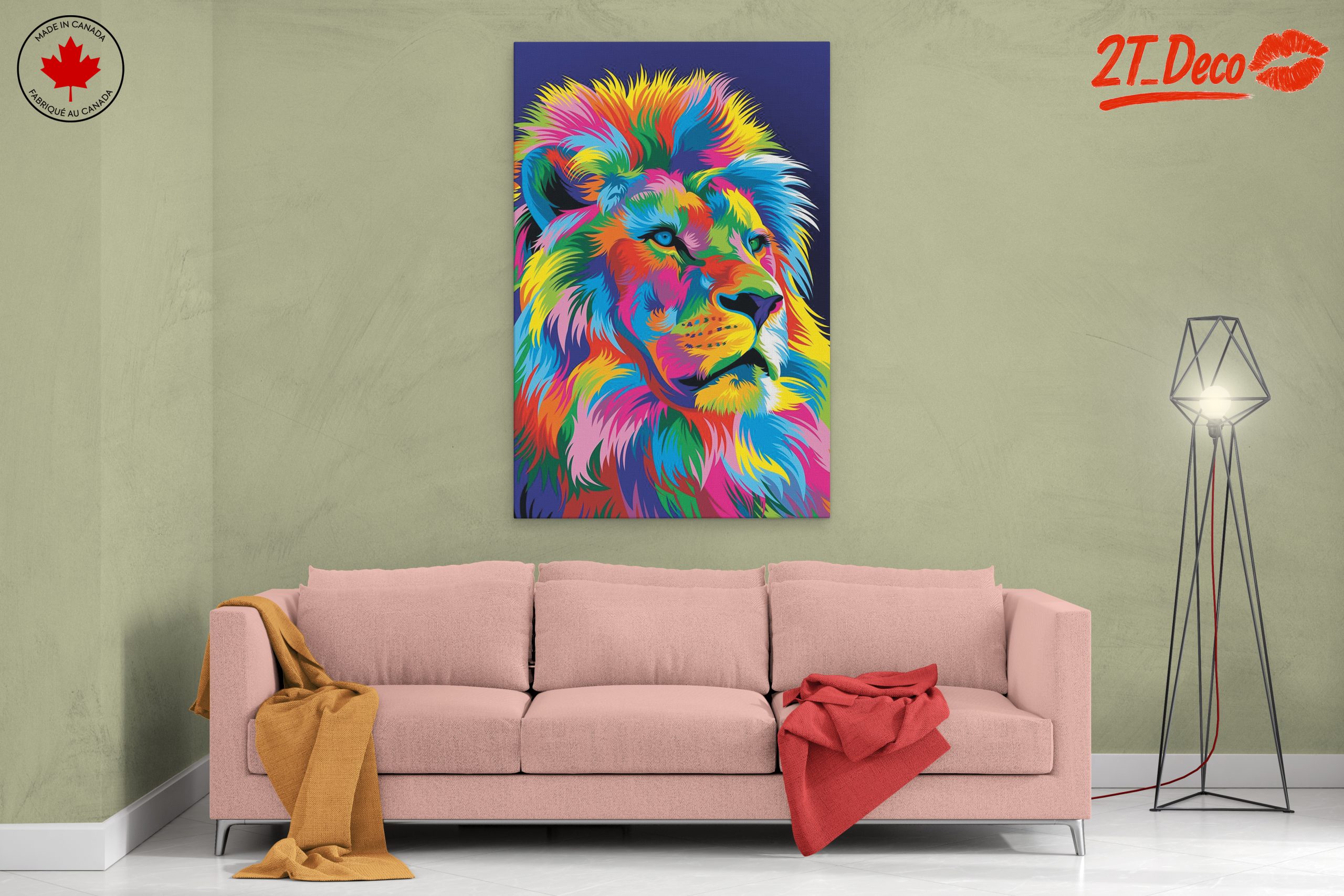 Vibrant Colorful Lion Portrait Artwork - Image 2
