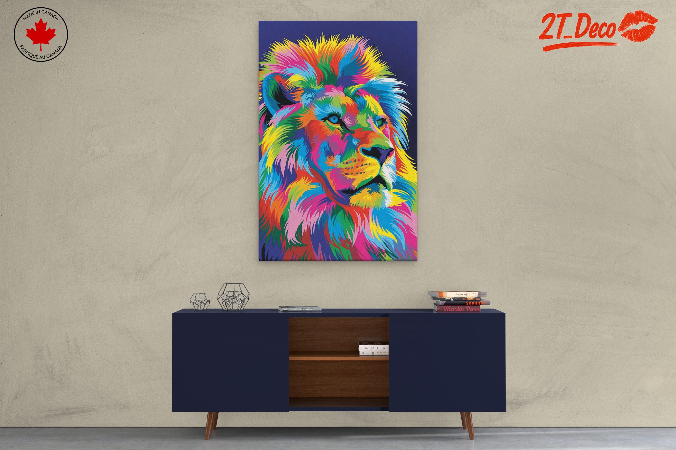 Vibrant Colorful Lion Portrait Artwork - Image 3