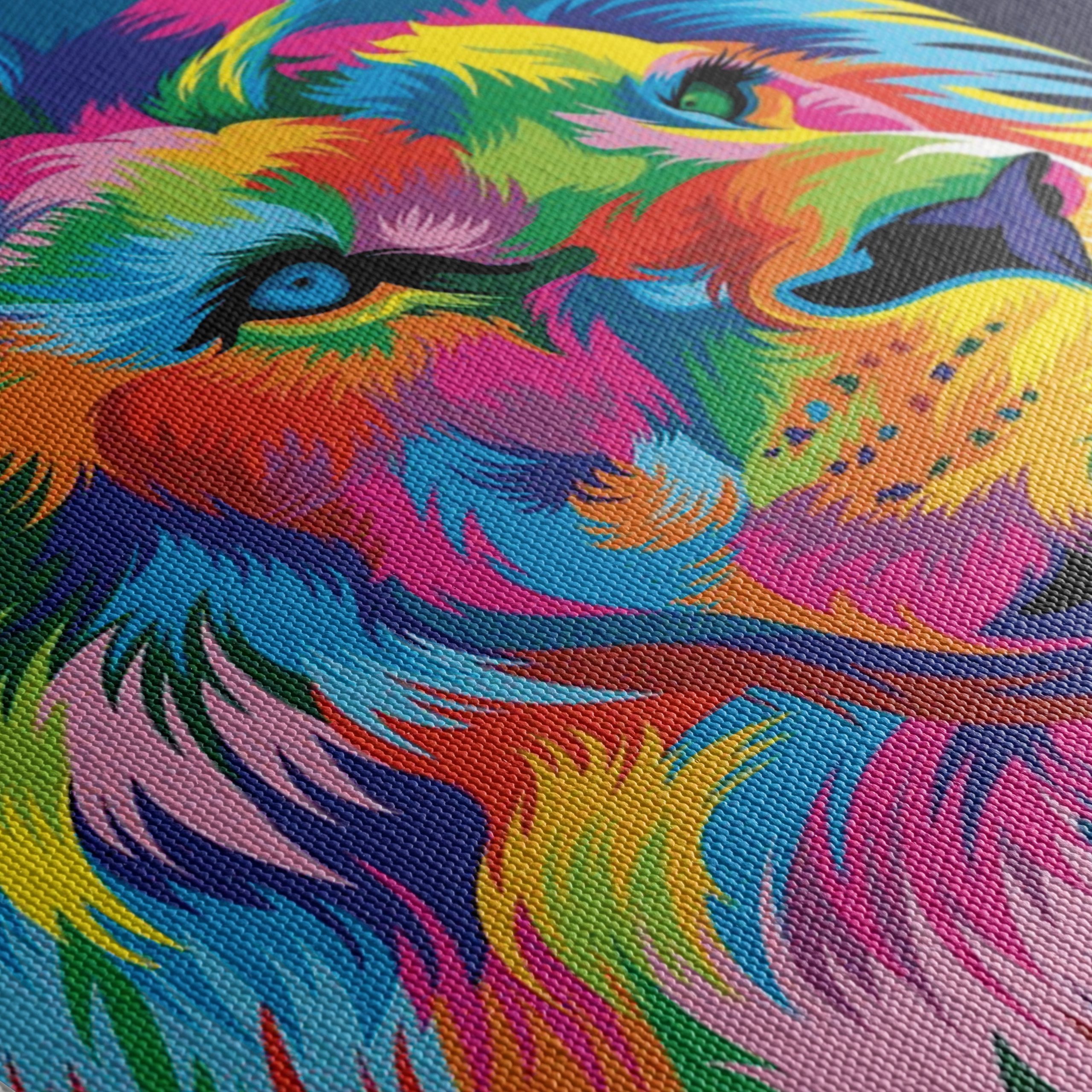 Vibrant Colorful Lion Portrait Artwork - Image 5