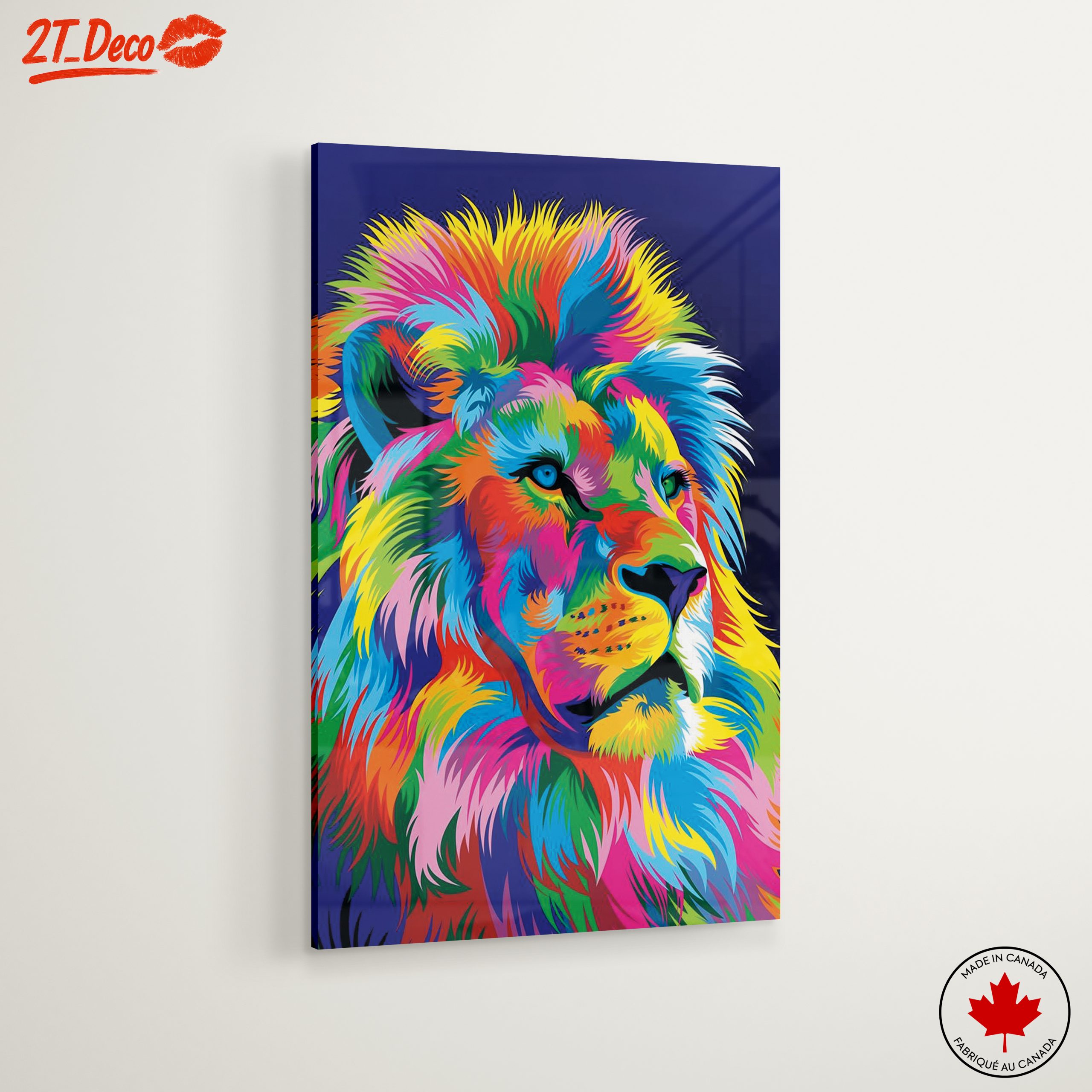Vibrant Colorful Lion Portrait Artwork - Image 6