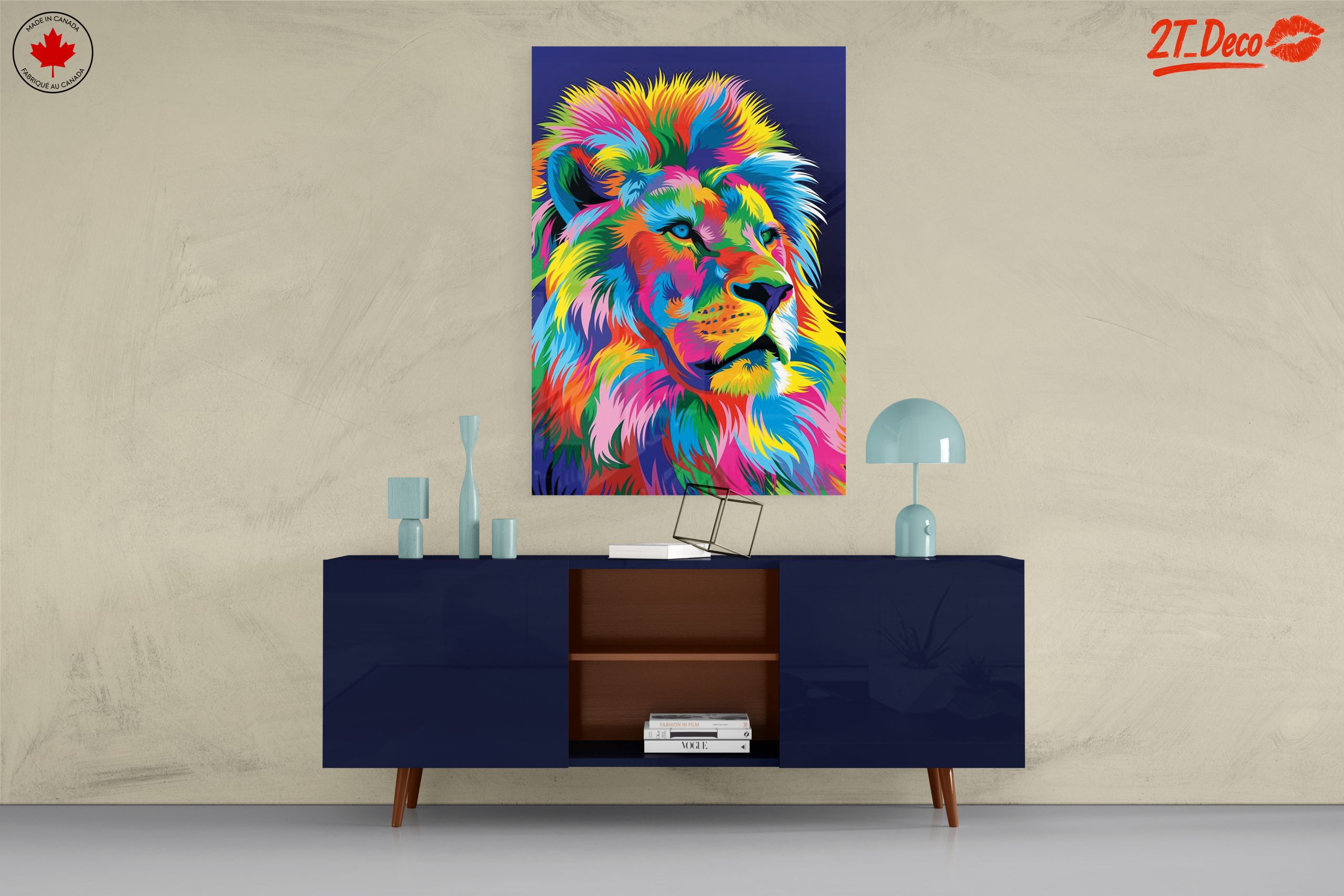 Vibrant Colorful Lion Portrait Artwork - Image 8