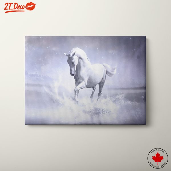 Majestic White Horse in Ethereal Landscape