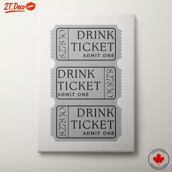 Vintage Drink Ticket Artwork for Home Bar