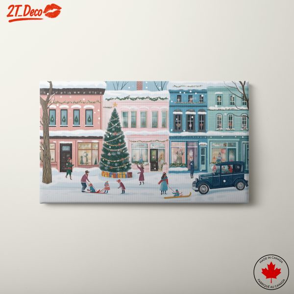 Winter Holiday Scene with Christmas Tree
